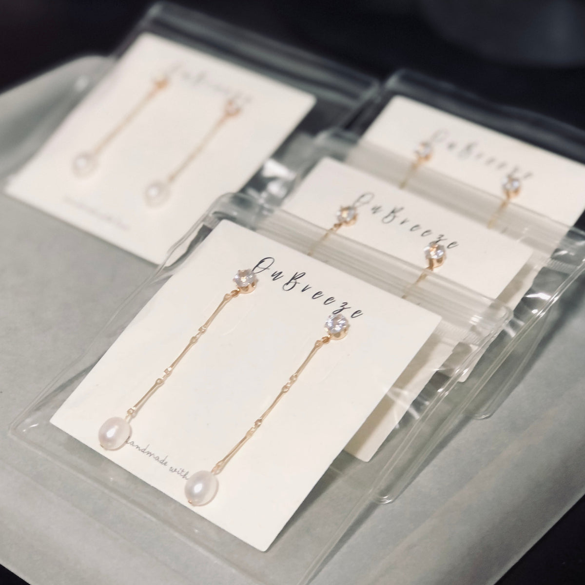 Dainty | Long pearl dangle earrings – onbreezejewellery